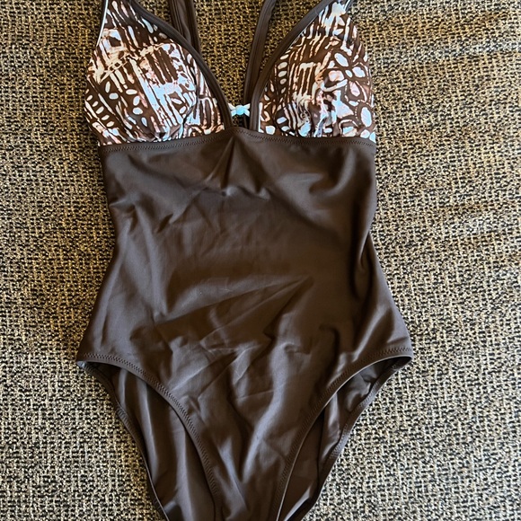 Profile By Gottex Brown and Patterned Swimsuit - Picture 1 of 5